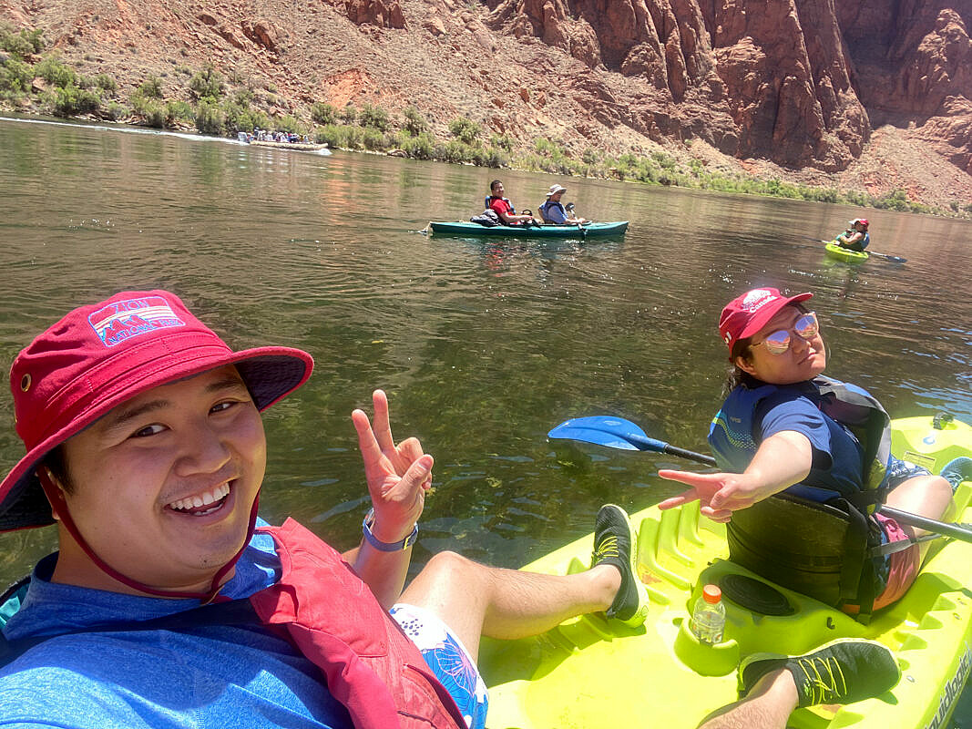 John and Lily kayaking the Colorado river.