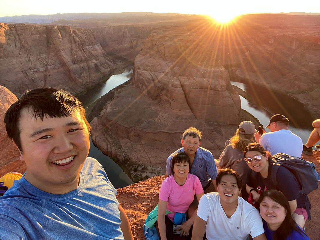 John and Lily with John's family at horseshoe bend.