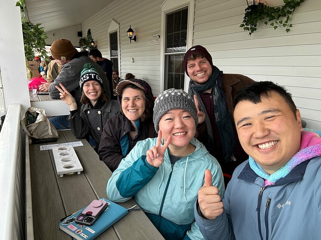 John and Lily with her Great Lakes JETAA friends at Spicer's Orchard.